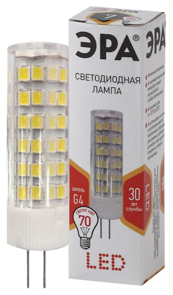 Лампа светодиодная Эра G4 7W 2700K LED JC-7W-220V-CER-827-G4 Б0027859