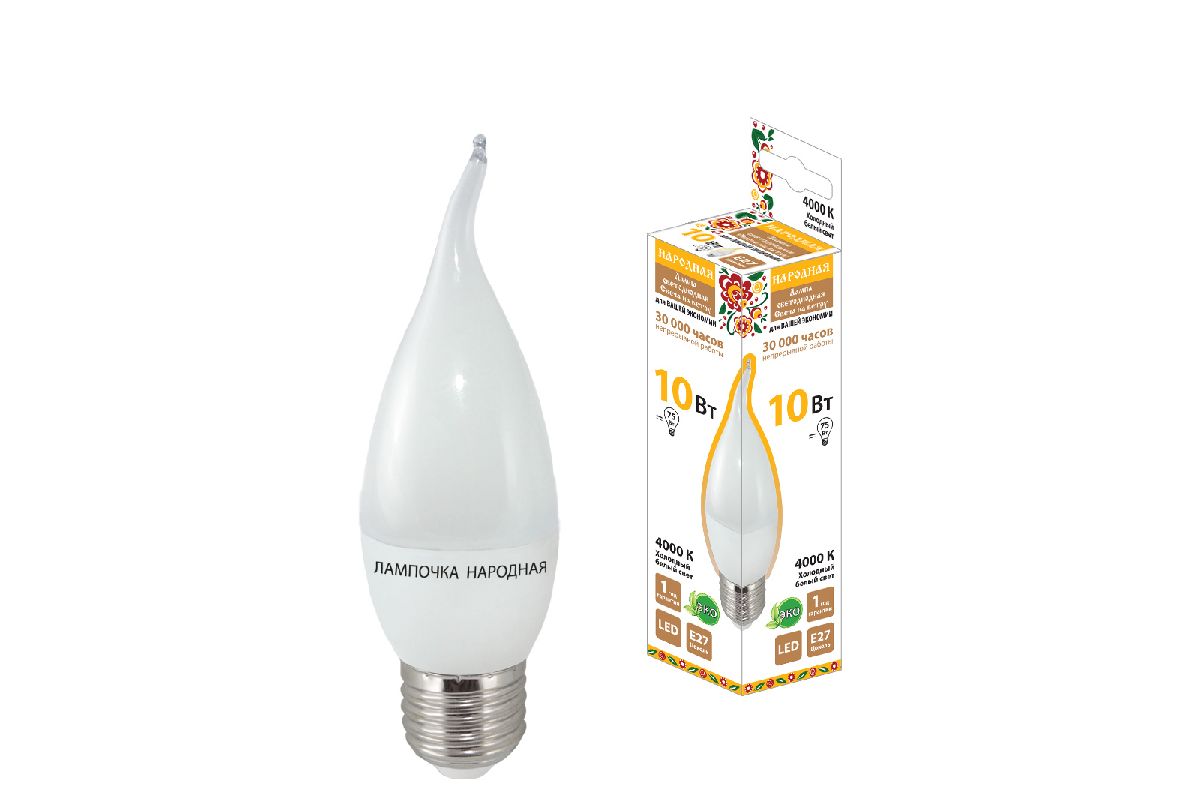 Лампа светодиодная TDM Electric Народная E27 10W 4000K матовая SQ0340-1601