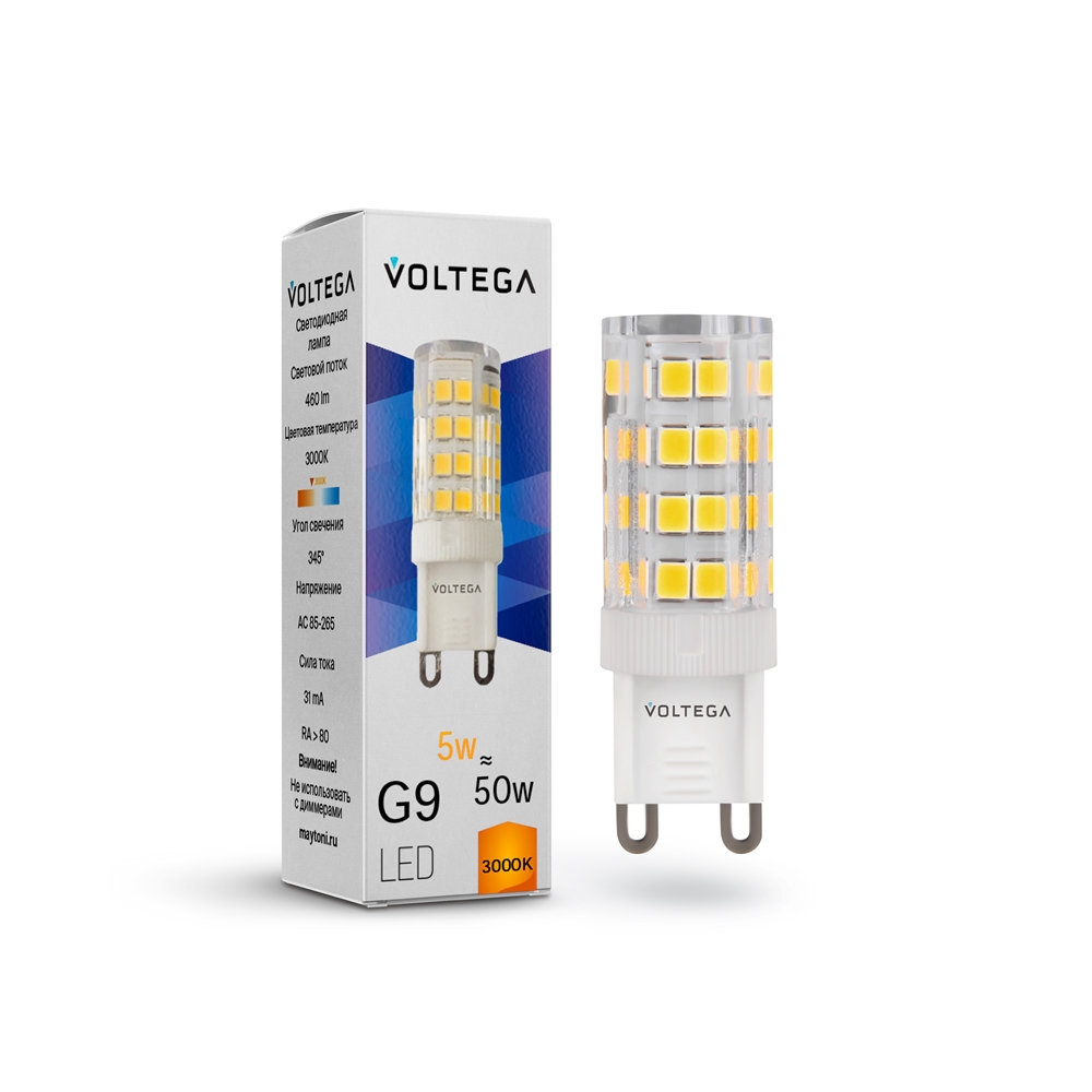 Лампа светодиодная Voltega Simple Capsule 5W 3000K G9 7185
