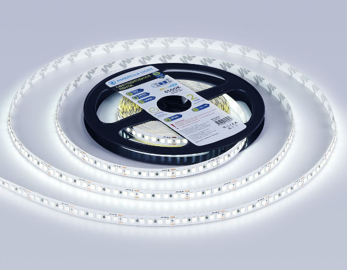 Светодиодная лента Ambrella Light LED Strip 12В 2835 14,4Вт/м 6500K 5м IP20 GS1303