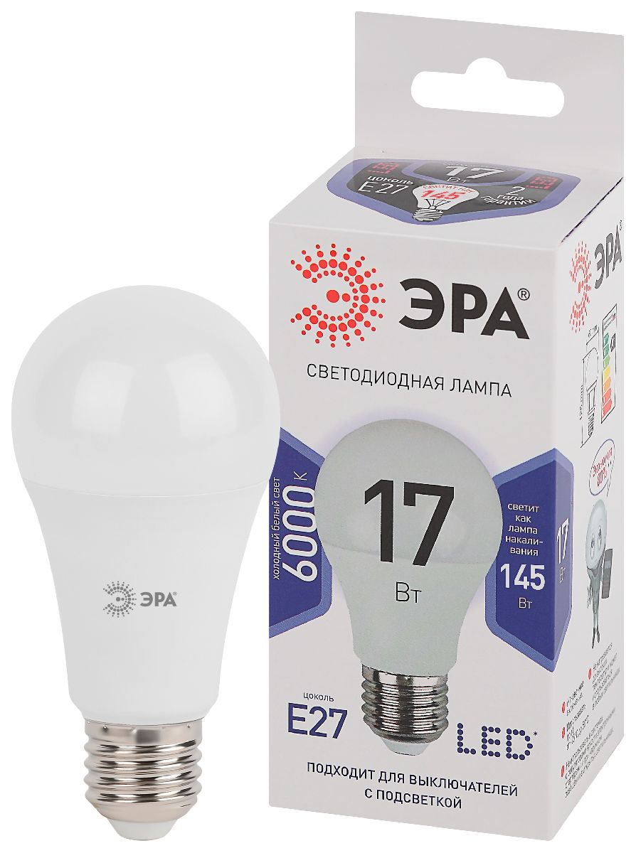 Лампа светодиодная Эра E27 17W 6000K LED A60-17W-860-E27 Б0031701