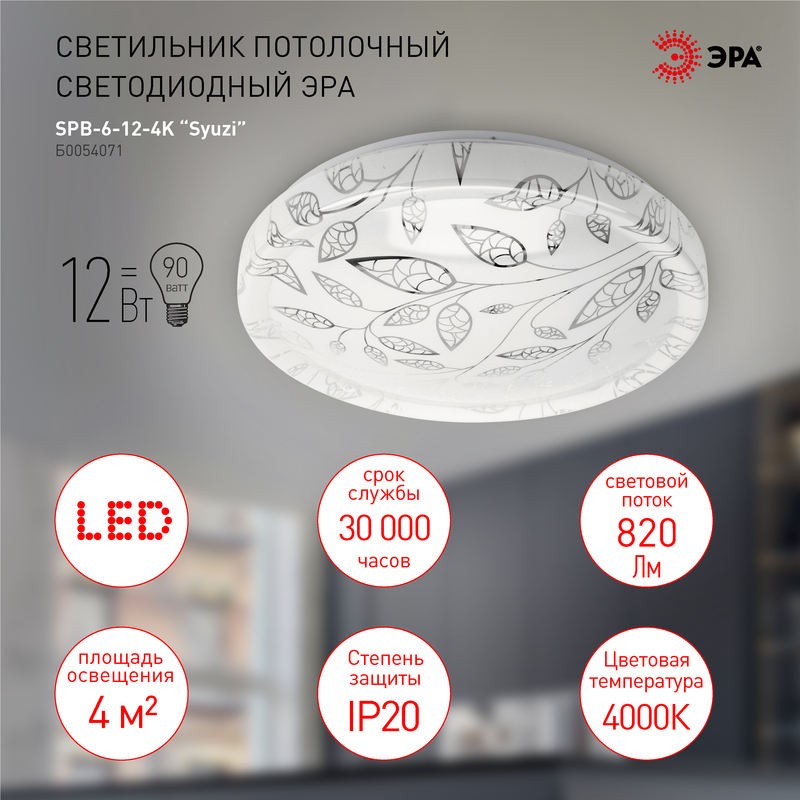 Потолочный светильник Эра SPB-6-12-4K Syuzi Б0054071