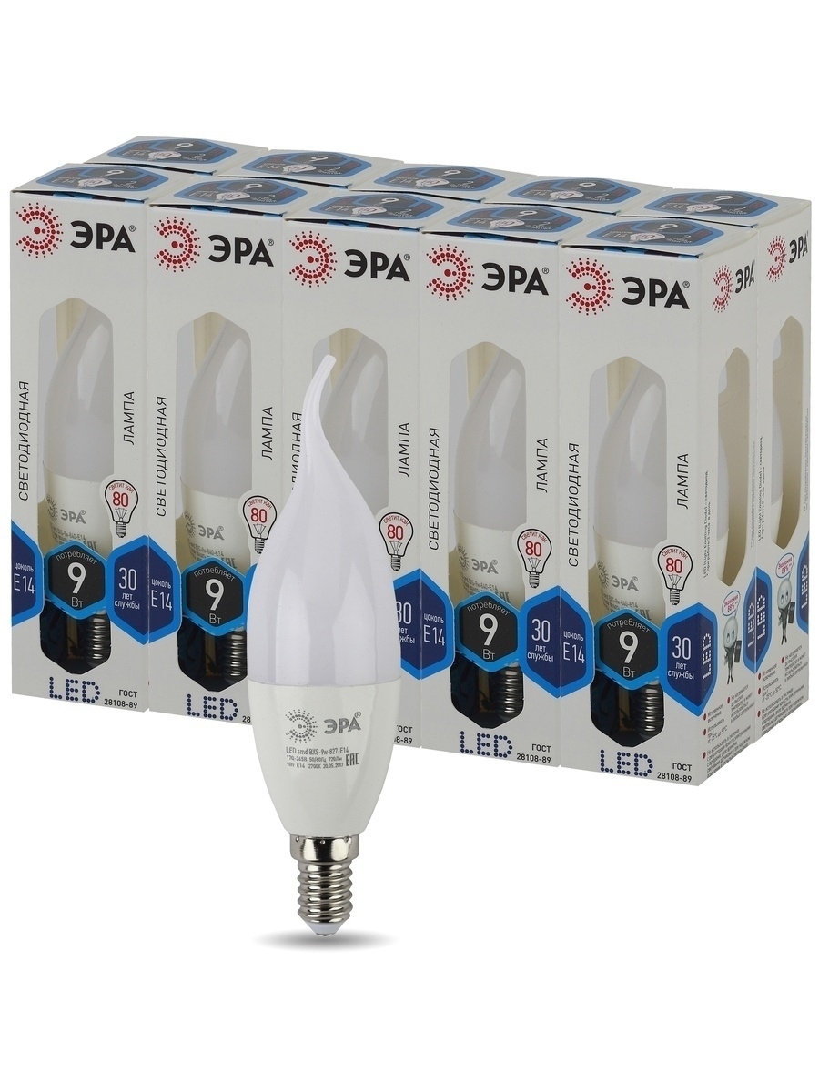 Лампа светодиодная Эра E14 9W 4000K LED BXS-9W-840-E14 Б0027974