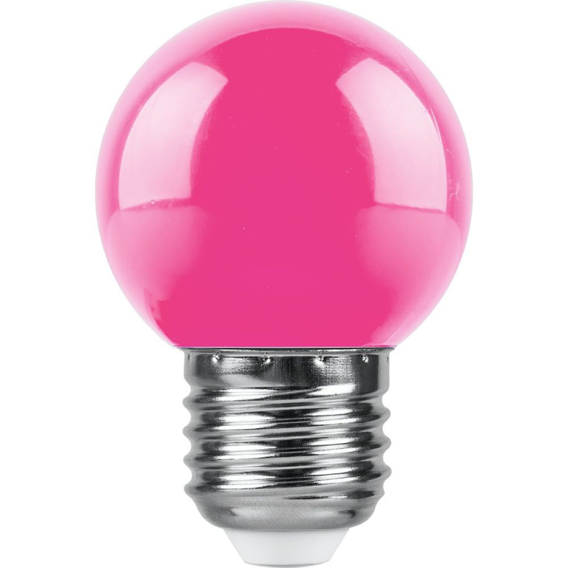 Лампа светодиодная Feron LB-37 шар E27 1W розовый 38123