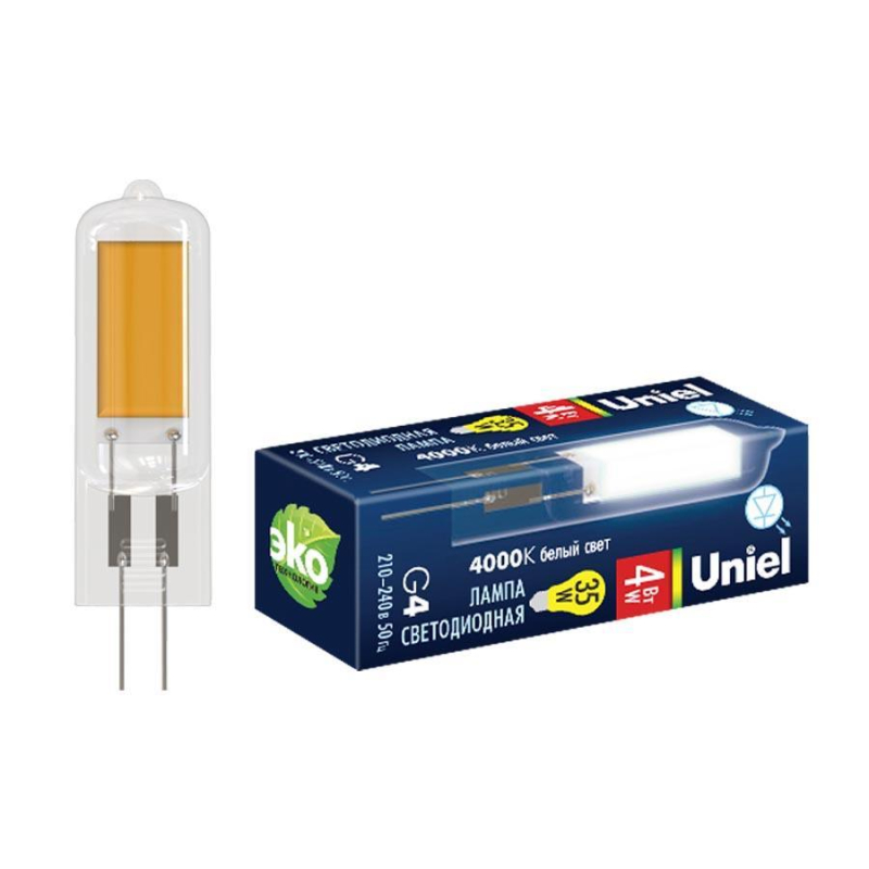 Лампа светодиодная Uniel (UL-00005066) G4 6W 4000K колба прозрачная LED-JC-220/6W/4000K/G4/CL GLZ08TR