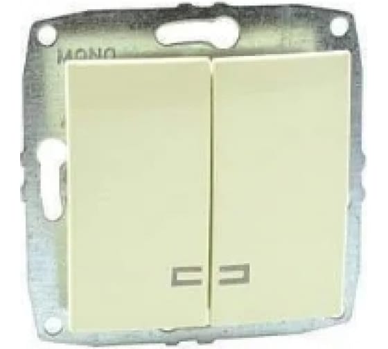 Выключатель двухклавишный с подсветкой Mono Electric Despina-Larissa 10А 250В крем 500-001725-103