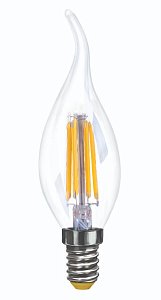 Лампа светодиодная диммируемая Voltega E14 6W 2800K свеча на ветру прозрачная VG10-CW35E14warm6W-FD 7080