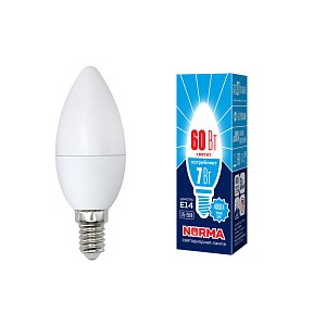 Лампа светодиодная (UL-00003795) Volpe E14 7W 4000K матовая LED-C37-7W/NW/E14/FR/NR