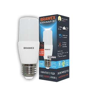 Лампа светодиодная Brawex колба матовая E27 10Вт 4000K 5307A-T7A-10N