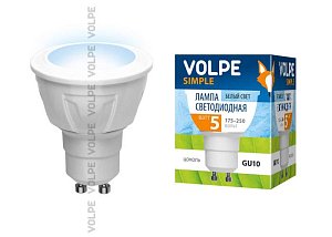 Лампа светодиодная (09908) Volpe GU10 5W 4500K JCDR матовая LED-JCDR-5W/NW/GU10/S