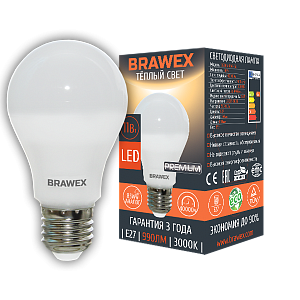 Лампа светодиодная Brawex груша матовая E27 11Вт 3000K 0307D-A60-11L