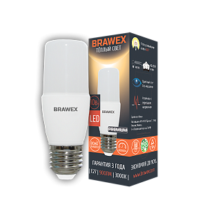 Лампа светодиодная Brawex колба матовая E27 10Вт 3000K 5307A-T7A-10L