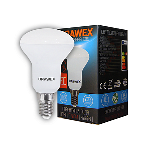 Лампа светодиодная Brawex рефлектор матовый E14 7Вт 4000K 2906A-R50-7N