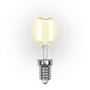 Лампа светодиодная филаментная (UL-00002866) Uniel E14 5W 3000K LED-G45-5W/WW/E14/CL/DIM GLA01TR