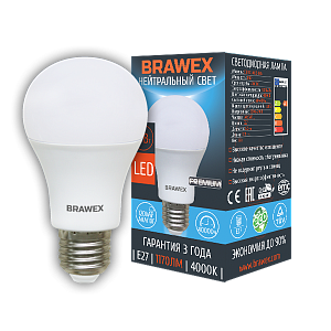 Лампа светодиодная Brawex груша матовая E27 13Вт 4000K 0314G-A60-13N