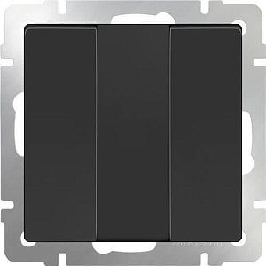 Выключатель Werkel трехклавишный черный матовый WL08-SW-3G 4690389073465