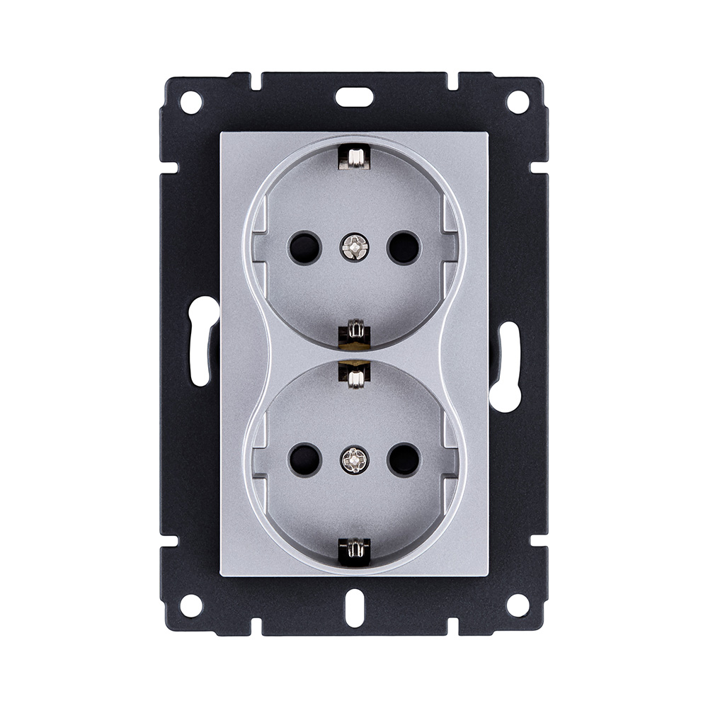 Розетка штепсельная SCHUKO двойная 16A/250 В, серый Kollinger REA-032GY для Aspekt, Eleganz, Reflex