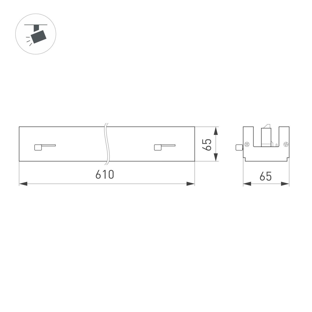 Трековый трехфазный светильник Arlight LGD-LUNGO-4TR-L600-20W-30W Warm3000 (Черный, 120 deg, 230V) (IP20 Металл) 064222