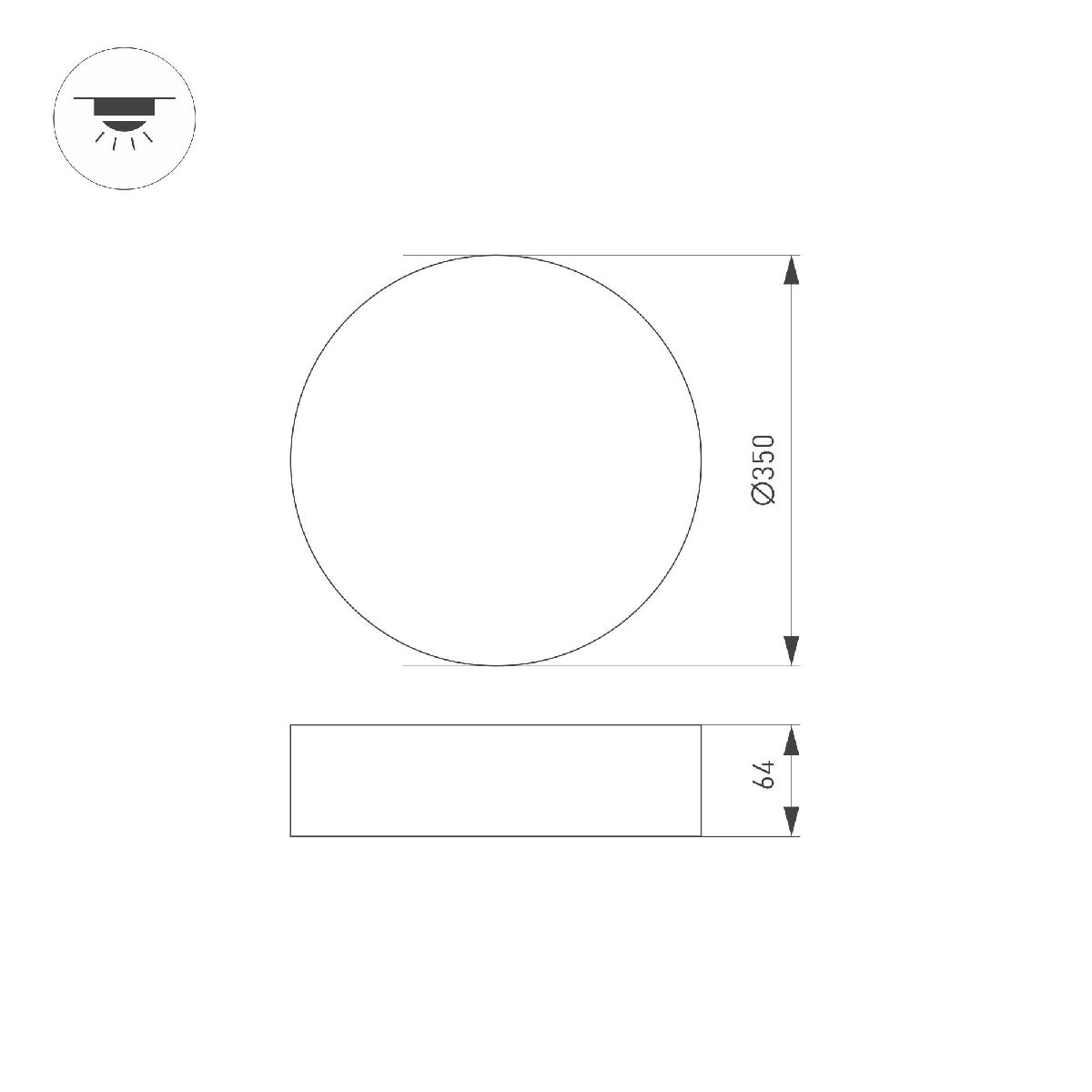 Потолочный светильник Arlight IM-RONDO-EMERGENCY-3H-R350-33W Warm3000 (WH, 120 deg, 230V) 041067