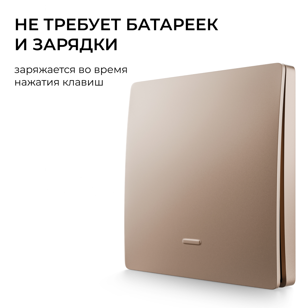 Выключатель кинетический 1кл., IP44, 2,4 ГГц, Smart, беж. Apeyron 04-75
