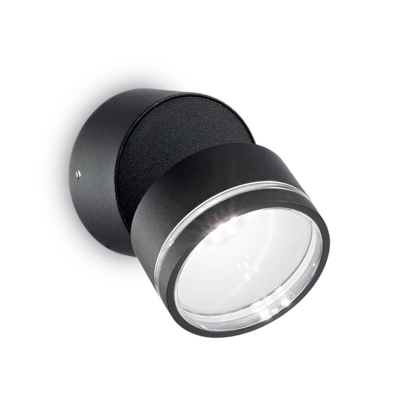 Уличный настенный светодиодный светильник Ideal Lux Omega Round AP1 Nero 165387