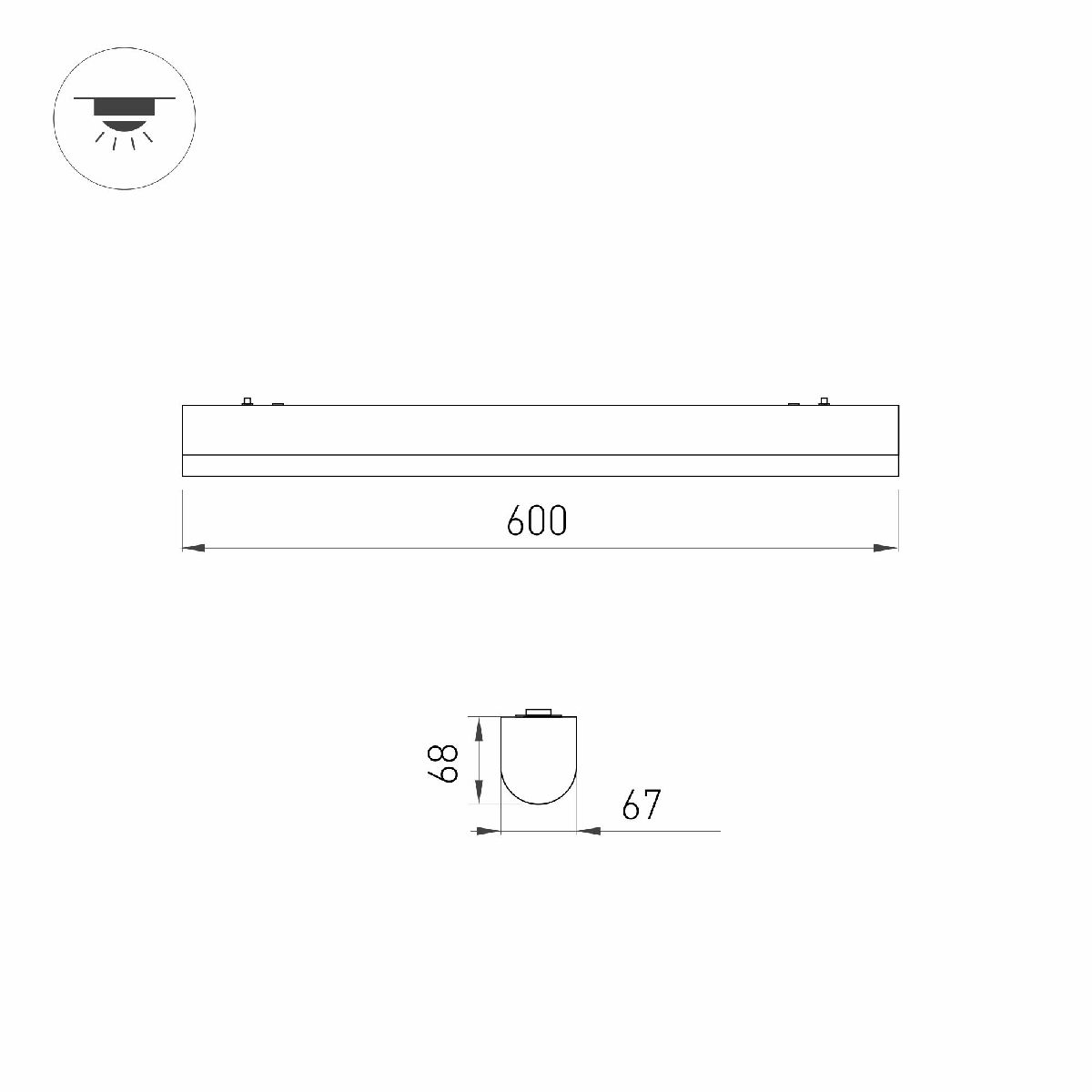 Линейный светильник Arlight ALT-LARGO-EMERGENCY-600-15W Day4000 052767