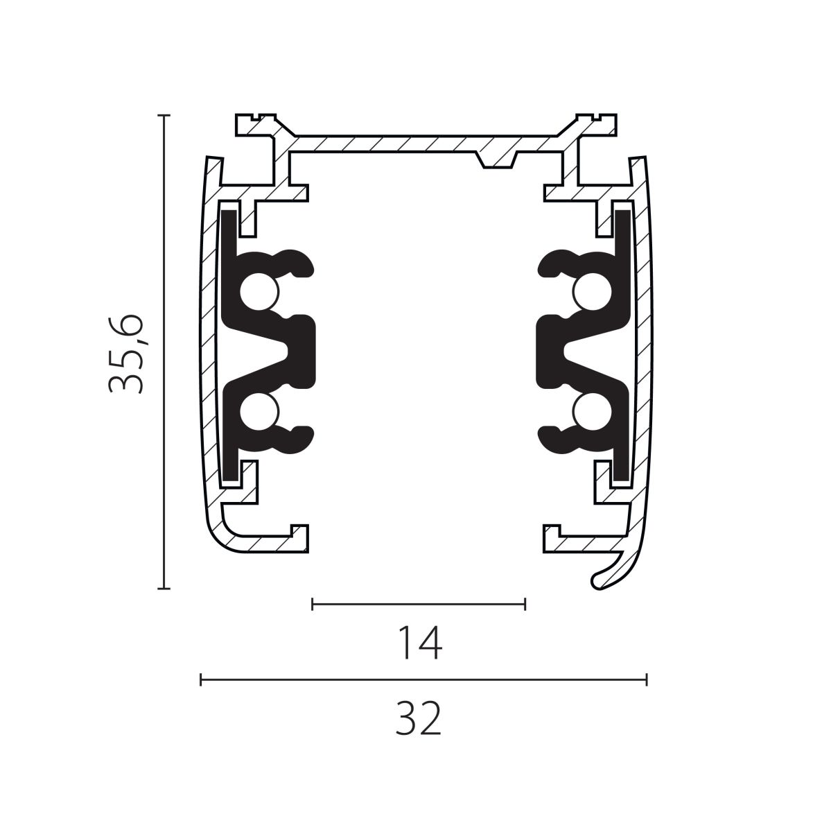 Шинопровод четырехконтактный трехфазный стыковочными пазами (круглые медные жилы), 2м Lightstar Quattro 504025-R