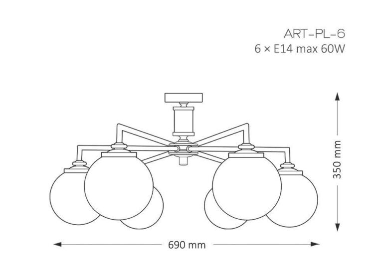 Потолочная люстра Kutek Mood Artu Glass ART-PL-6 (N) G