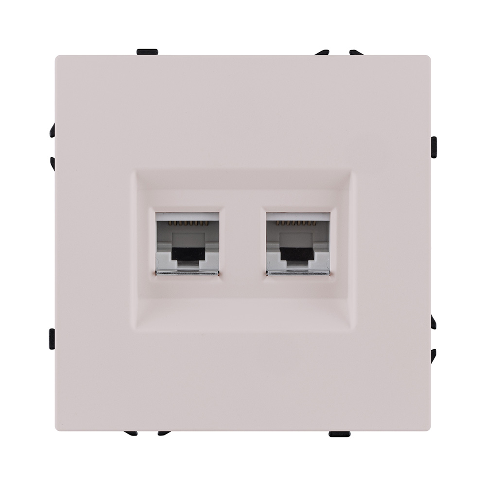 Розетка двойная Ethernet RJ45 Cat.6, кашемир матовый Kollinger Eclipse EC-018CM