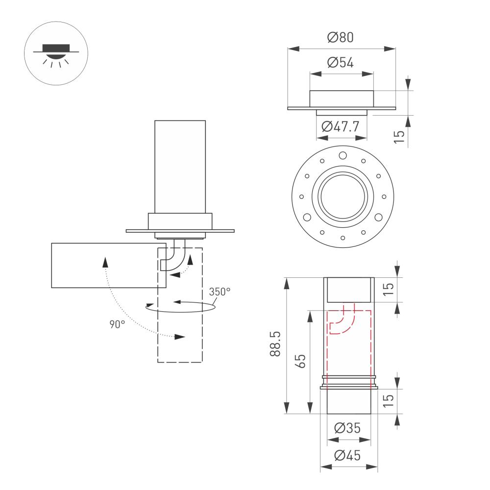 Встраиваемый спот Arlight SP-NUANCE-TRIMLESS-PULL-R35-7W Day4000 049905