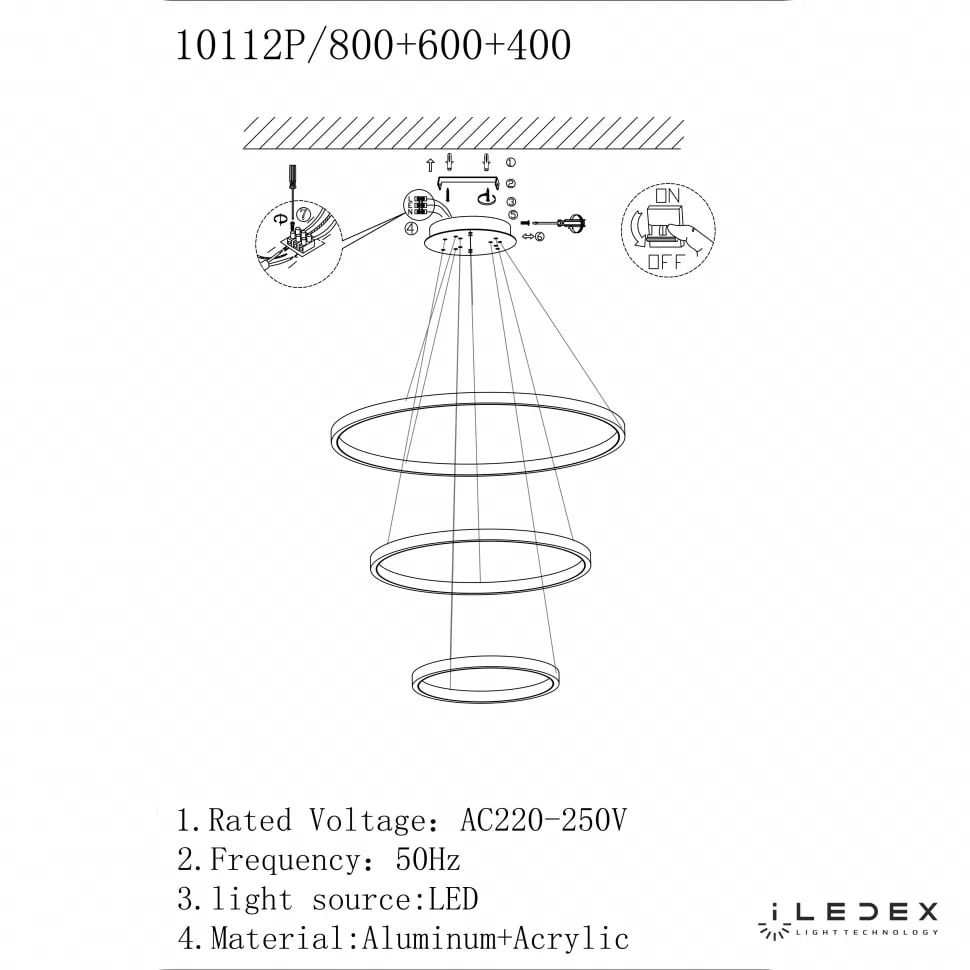 Подвесная люстра iLedex Axis 10112P/3-63W-3000K (8/6/4) BR