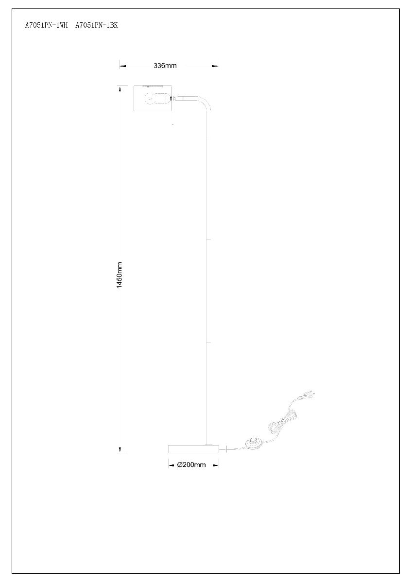 Торшер Arte Lamp Sebastian A7051PN-1WH