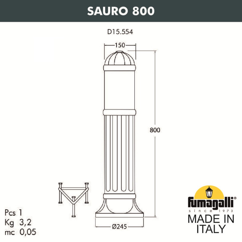 Садовый светильник Fumagalli Sauro D15.554.000.LXF1R.FC1