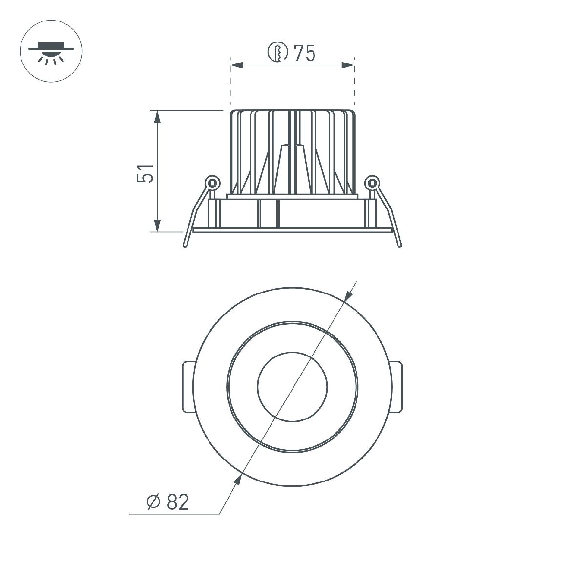 Встраиваемый светильник Arlight MS-FORECAST-BUILT-TURN-R82-8W Warm3000 037187(1)