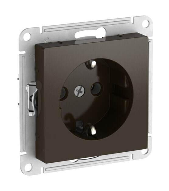 Розетка с заземлением, 16А, мех., быстрозажим. клем. Systeme Electric AtlasDesign Мокко ATN000643S