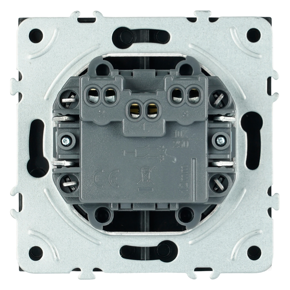 Выключатель двухклавишный Stekker Эмили RSW10-5116-05 черный уголь soft touch 50824