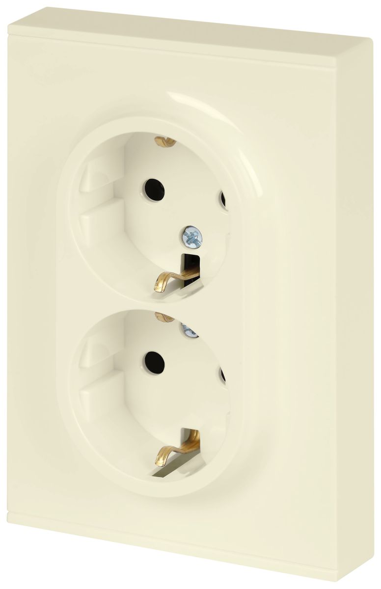 Розетка Эра Arktik 16-2104-02 двойная с заземлением 2X2P+E Schuko 16А-250В слоновая кость Б0070445