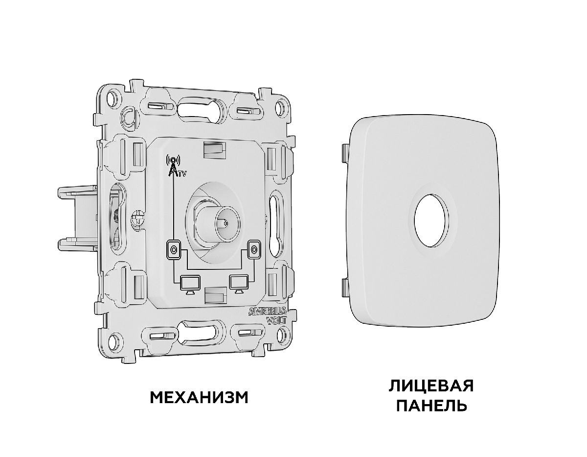 Комплект механизма TV розетки проходной 5-1000 MHz 4dB Ambrella Volt Omega MO813030