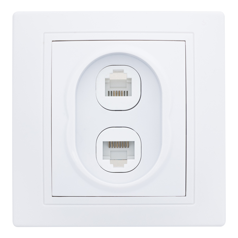 Розетка телефонная RJ11 + компьютерная RJ45 скрытой установки IP20, белая 