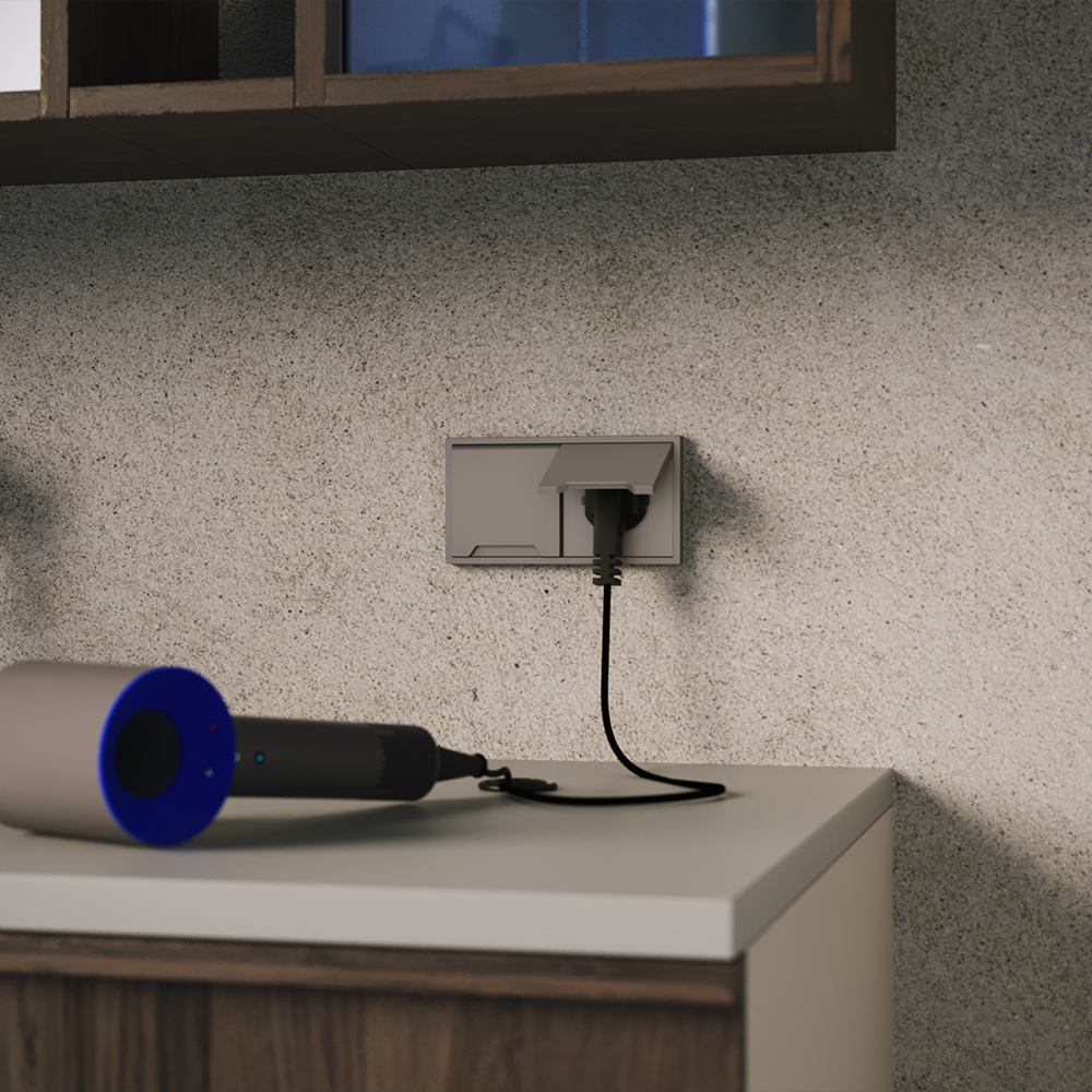 Накладка для розетки с заземлением, защитными шторками и крышкой Voltum S70 (капучино) VLS000814