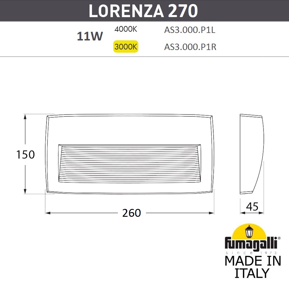 Светильник для подсветки лестниц Fumagalli Lorenza AS3.000.000.BXP1L