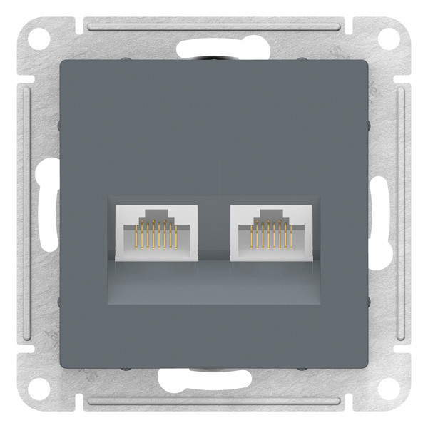 Розетка двойная компьютерная RJ45+RJ45 кат. 6А, механизм Systeme Electric AtlasDesign Грифель ATN000788