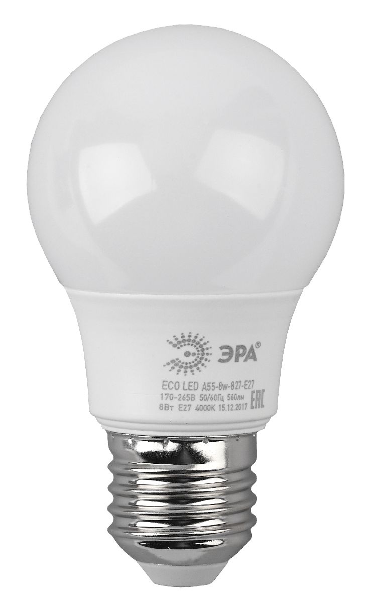 Лампа светодиодная Эра E27 8W 2700K ECO LED A55-8W-827-E27 Б0032095