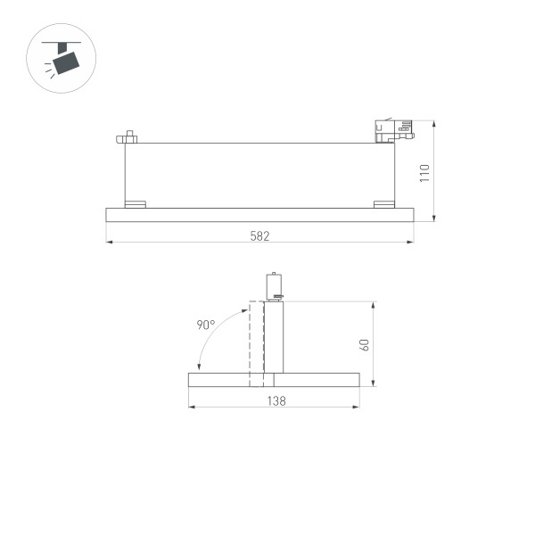 Трековый светильник Arlight LGD-Mars-4TR-S582x138-50W White6000 035497