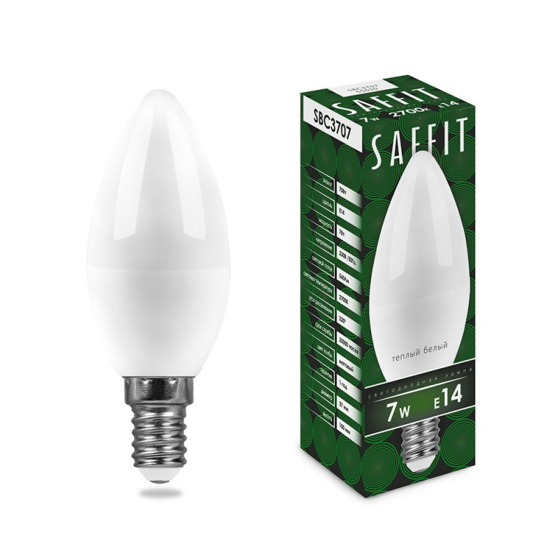 Лампа светодиодная Saffit SBC3707 Свеча E14 7W 2700K 55030 УЦ