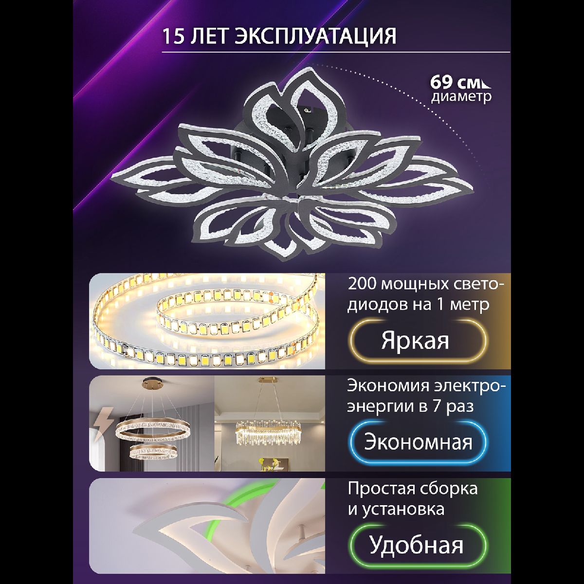 Потолочная люстра Natali Kovaltseva Fortuna LED LAMPS 81107/7C