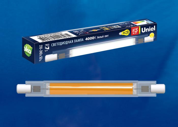 Лампа светодиодная (UL-00005059) Uniel R7s 12W 3000K прозрачная LED-J118-12W/3000K/R7s/CL GLZ07TR