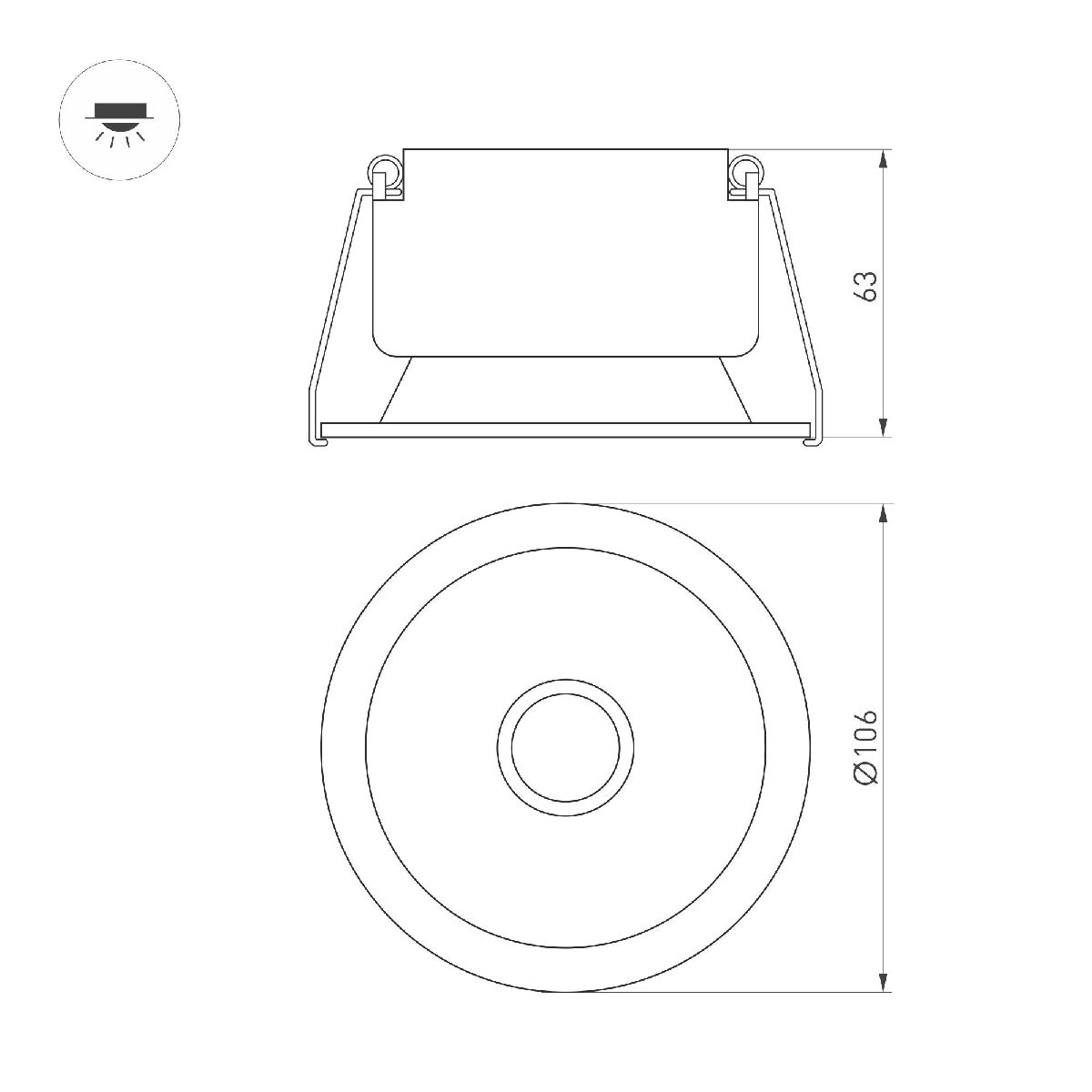 Встраиваемый светильник Arlight MS-HARBOR-R106-15W Warm3000 050182