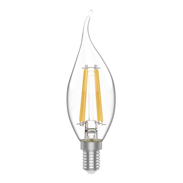 Лампа светодиодная филаментная Gauss E14 4,5W 2700K свеча на ветру прозрачная 1041115