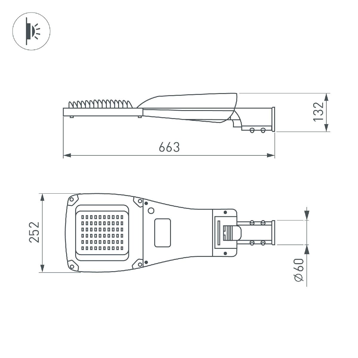 Уличный консольный светильник Arlight OXOR-GRES-663х252-90W Day4000 (GR, 150x80 deg, 230V) 055495